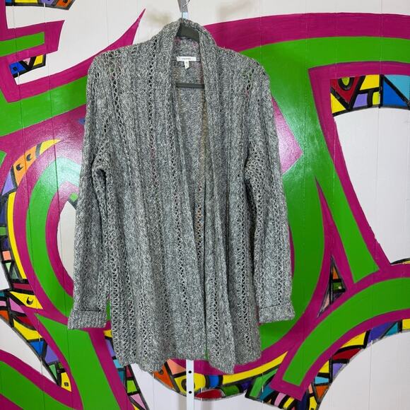 Maurices Gray Open Front Cardigan with Shawl Collar and Long Sleeves. Size Large - Picture 1 of 6